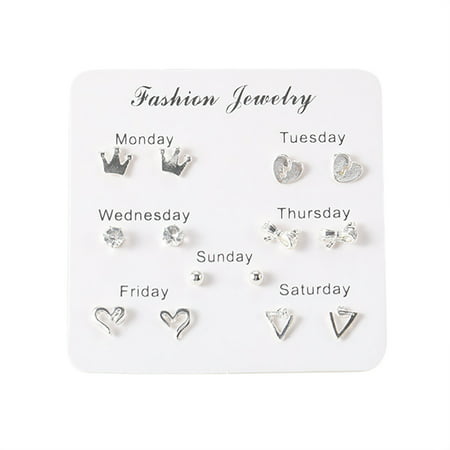 R#6222，7 Pairs of Simple Travel Set Earrings Temperament Fashion Earrings，P#6222 GX1