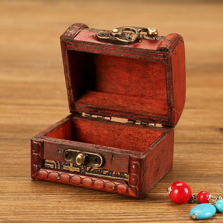 Jewelry Box Vintage Wood Handmade Box with Mini Metal Lock for Storing Jewelry Treasure Pearl - 2022 New Jewelry Box Vintage 81DD2-#6858