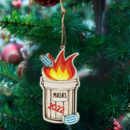 DDgui New Upgraded 2022 Dumpster Fire Christmas Ornament Christmas Tree Wooden Pendants DDgui LCC220921-4579