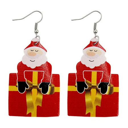 Usupdd Christmas Faux Leather Earrings Teardrop Dangle Earrings Petal Drop Earrings Usupdd WAA220815-7668