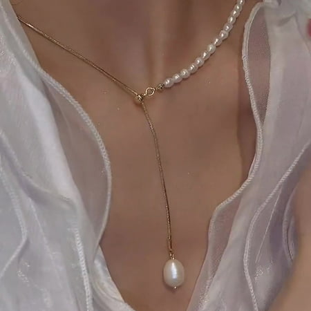 Usupdd Dongdamen Pearl Pull Necklace Clavicle Chain Same Net Red Jewelry Temperament Female Usupdd WAA220815-6249