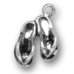 CharmCountry Sterling Silver 3D Flip Flops Charm with Split Ring Item #2723