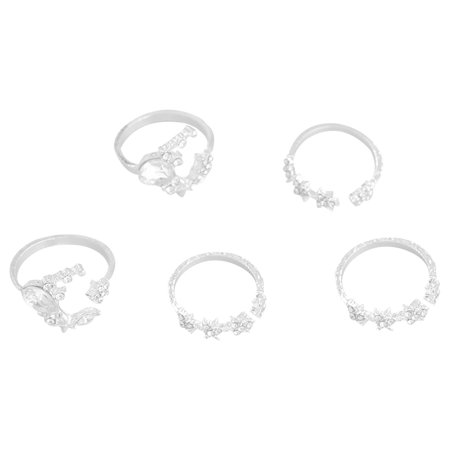 MIANHT Ring Finger Ring Zircon Ring Set Retro Finger Ring Set 5PCS - 2022 FashionRing Finger Ring B-#4542