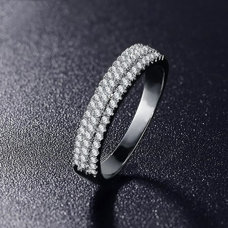 Usupdd Women S Fashion Three Rows Diamond Half Diamond Couple Ring 5-10 Size Usupdd WAA220815-7950