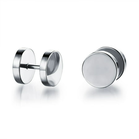 Usupdd 2pc Stainless Steel Punk Dumbbell Earrings Men Women Ear Studs Piercing Usupdd WDD220815-4397