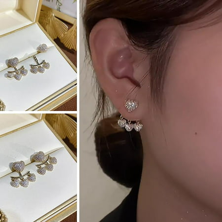 Usupdd Fashion Love Tassel Glitter Earrings Love Earrings Wear Earrings Micro-Inlaid Zircon Earrings Before and After Usupdd WAA220815-6990