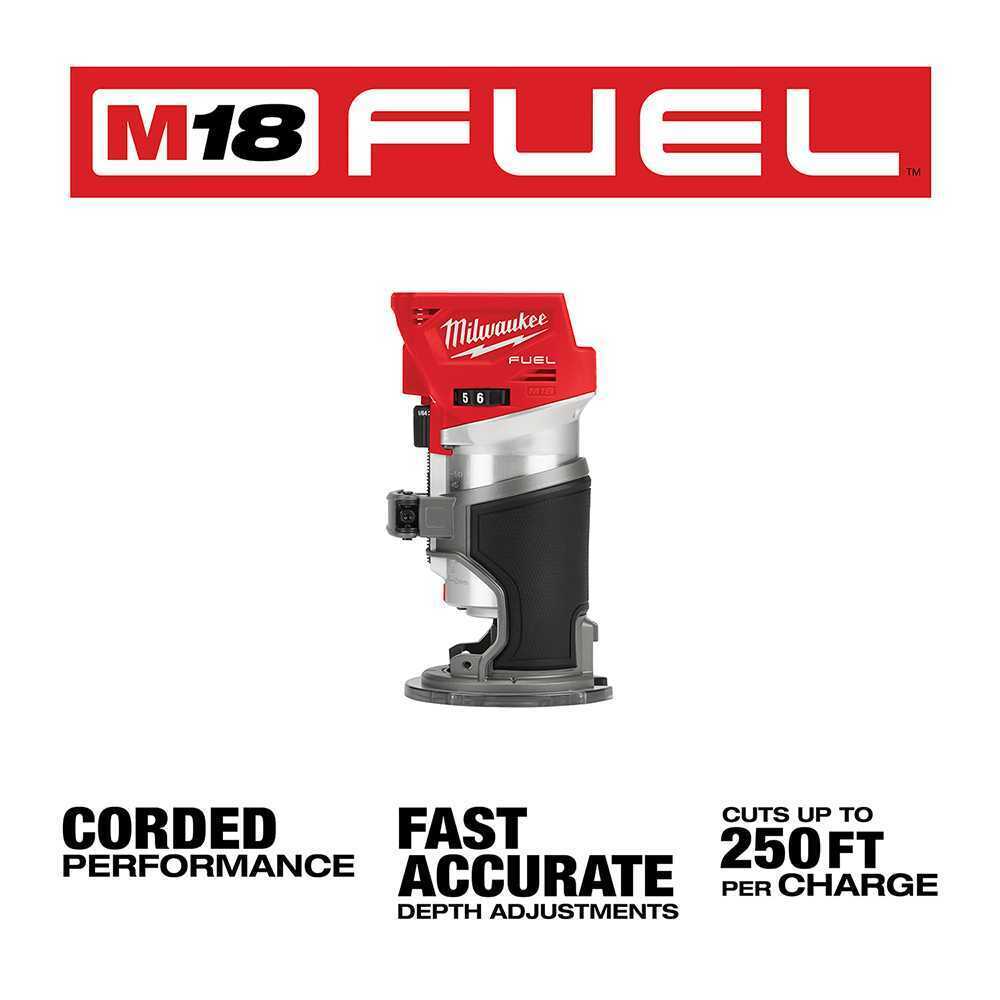 Milwaukee 2723-20 M18 FUEL Cordless Compact Router + (2) 5.0 Ah Batteries thumbnail