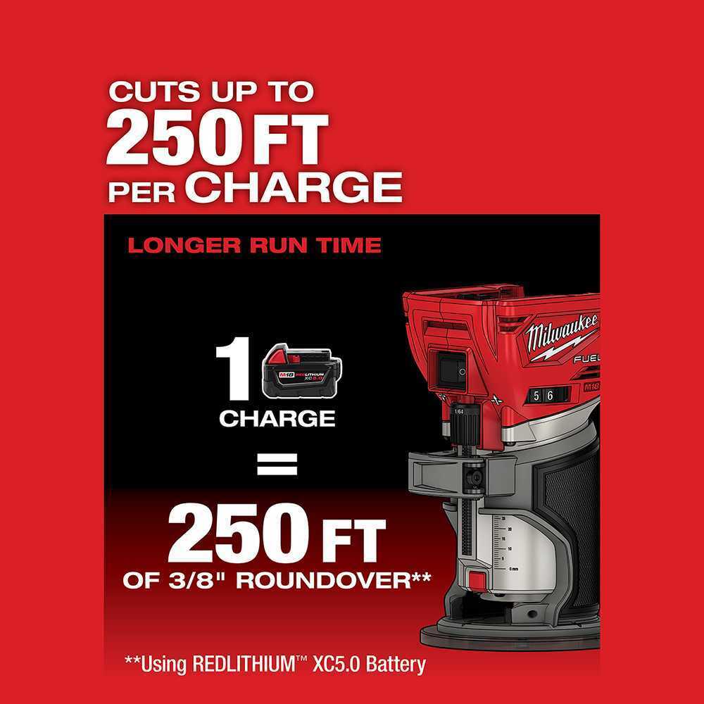 Milwaukee 2723-20 M18 FUEL Cordless Compact Router + (2) 5.0 Ah Batteries thumbnail