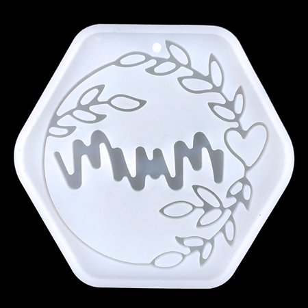 Uncosinb Hexagonal Keychain Silicone Stencil Decorations Shape with Holes Pendant Alphabet Stencil for DIY 5797 White