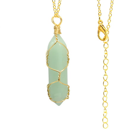 MIANHT Chakra Crystal Pendant Hexagonal Pointed Natural Gemstone Quartz Stone for Necklace - 2022 FashionChakra Crystal Pendant B-#9546