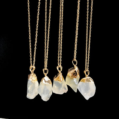 Usupdd 1PC Natural Stone Crystal Necklace Gold Plated Quartz Pendant Usupdd WAA220815-4875