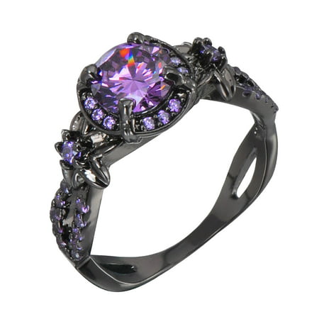 R#5797，Ladies Fashionable Black Copper Alloy Ring with Zircon Inlaid in Eight Colors，P#5797 YP8