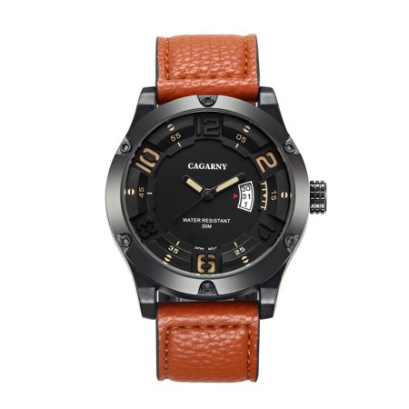 CAGARNY 6858 Fashion Dual Quartz Movement Wrist Watch with Leather Band