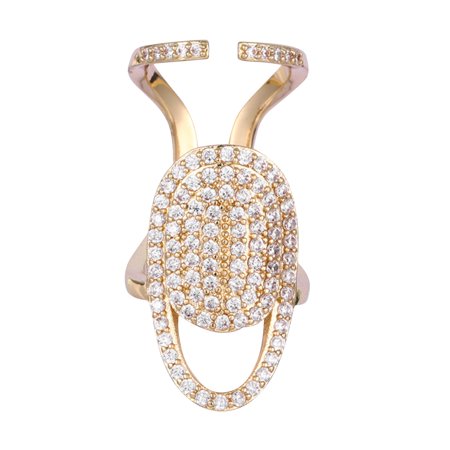 R#2518，Fashion Metal Rhinestone Jewelry Shiny Nail Ring for Women Girls Fingertip Ring Party Accessories，P#2518 VO3