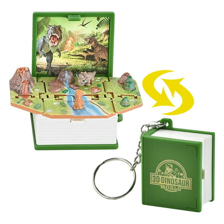 Usupdd 3D Three-dimensional Dinosaur Folding Bounce Book Mini Keychain Dinosaur World Pendant Toy WLL220810-4542
