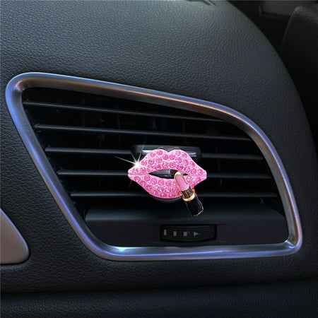 Car Charm Air Clips  Sexy Crystal Lips Car Interior Accessories  Rhinestone Diamond Lipstick Car Bling Decorations 16ZNQ32#5954 2022 Fashion Car Charm