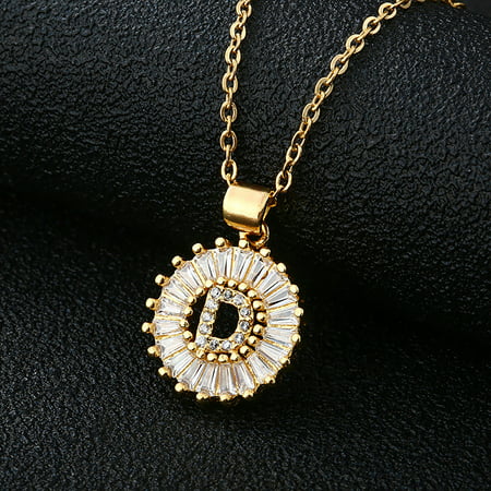 Usupdd Fashion 26 English Letter Necklace Round Letter Zircon Necklace Usupdd WCC220815-6781
