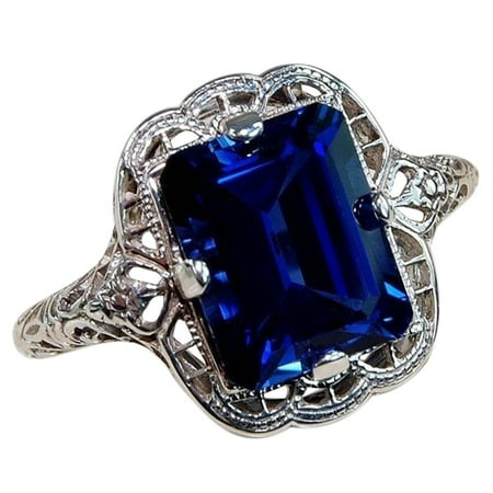 MIANHT Natural Silver Gemstone Luxury Court Blue Birthstone Engagement Wedding Ring - 2022 FashionNatural Silver Gemstone C-#4890