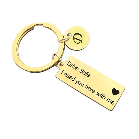 Usupdd 26 Letter Hangtag Stainless Steel Key Ring Drive Safe I Need You Here with You Usupdd WDD220815-2554