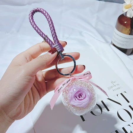 Usupdd Eternal Flower Rose Keychain Car Hang Leather Keychain Ring Keychain Usupdd WDD220815-4973