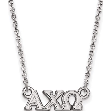 Sterling Silver Rh-Plated Logoart Alpha Chi Omega Xs Pend with Necklace (18 X 16) Made in United States Ss006aco-18