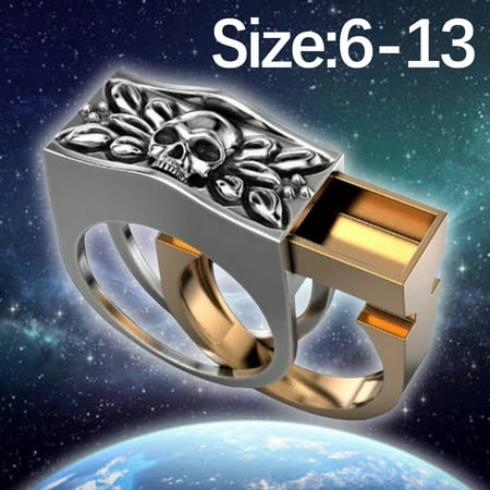 Usupdd Men Punk Style Skull Headgear Ring Dual-use Exquisite Creative Ring 6-13 Usupdd WDD220815-4875