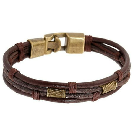 Usupdd New Men S Braided Leather Stainless Steel Cuff Bangle Bracelet Wristband Usupdd WAA220815-6331