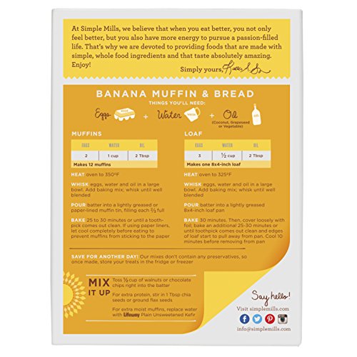 Simple Mills Banana Muffin & Bread Almond Flour Baking Mix, Gluten Free, Paleo, Natural, 9.0 Ounce Boxes (Pack of 3)