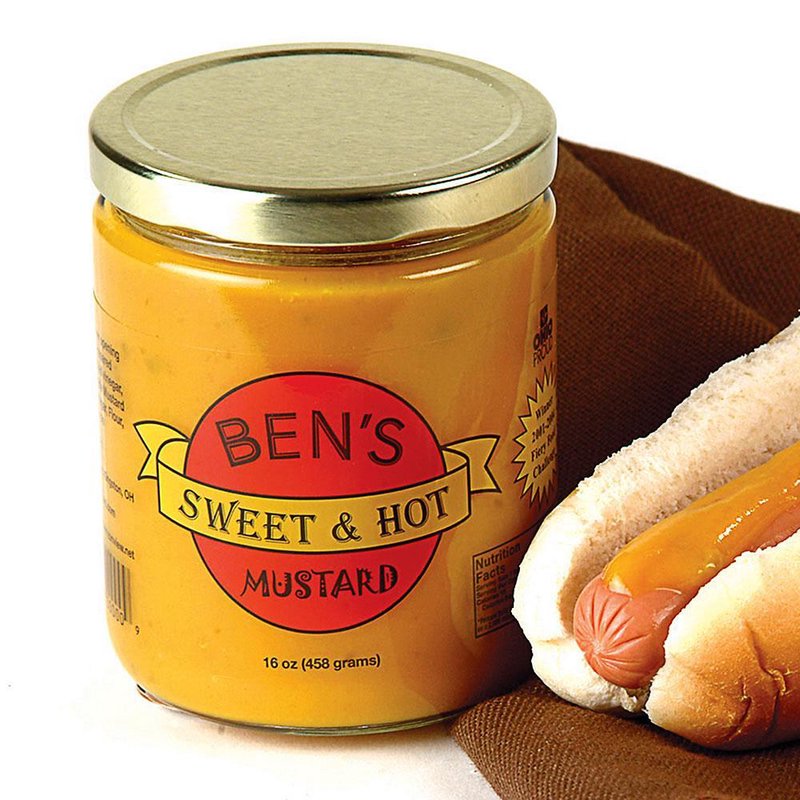 Ben S Sweet & Hot Mustard Condiment Dip All-Natural USA Made 16 Oz Jar