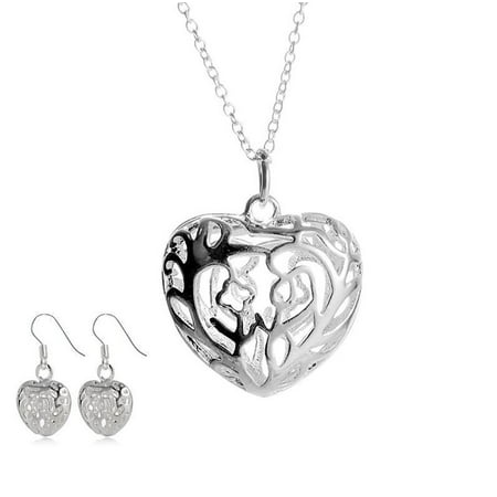 Usupdd Fashion Popular Hollow Heart-shaped Earrings and Necklace Set Usupdd 220815-3119