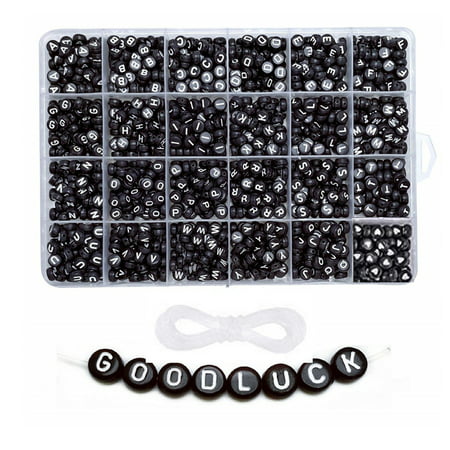 Usupdd 1200pcs Round Acrylic Alphabet Beads 4x7mm Beads for Bracelets Making Key Chains Usupdd WEE220816-8775