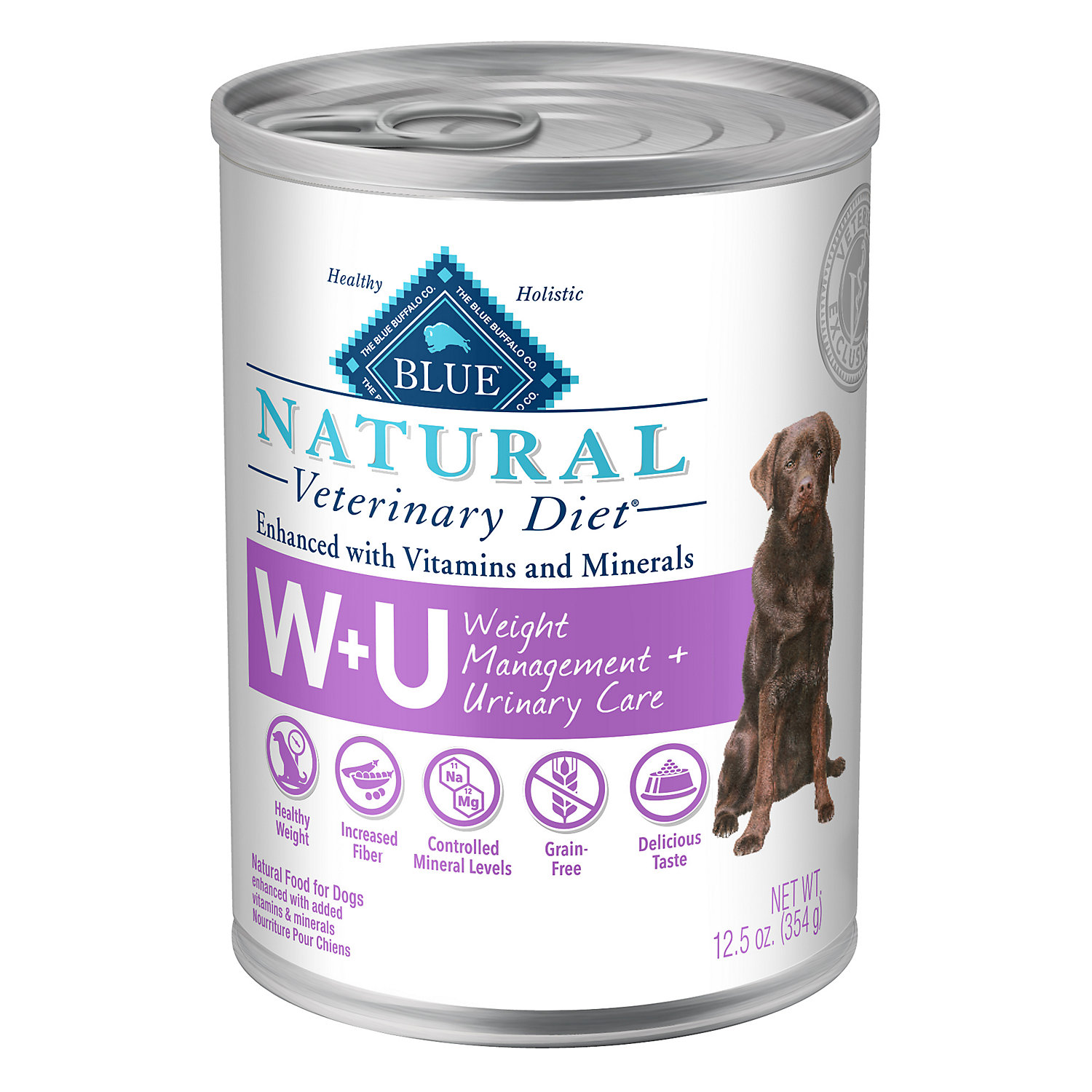 Blue Buffalo Natural Veterinary Diet Chicken W+U Weight Management + Urinary Care Wet Dog Food, 12.5 Oz