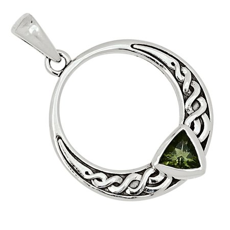 Faceted Moldavite 925 Sterling Silver Pendant Jewelry ALLP-8306