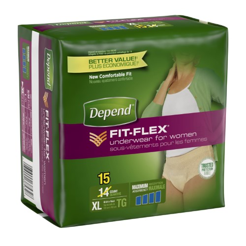 Depend Fit-Flex Underwear for Women Maximum Absorbency XL - 15 CT