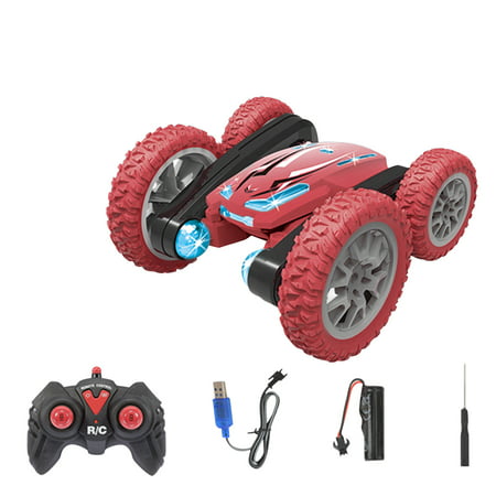 Usupdd 2.4G Double-sided Rotating Flower Stunt Remote Control Light Rolling Car Toy WLL220810-6051