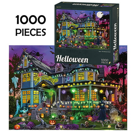 Usupdd Halloween Puzzles 1000 Piece Pumpkin Ghost Witch Terror Puzzle Game Gift 1.5mm Usupdd 220810-6974