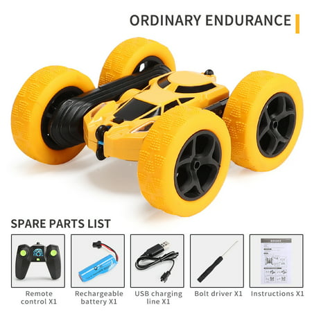 Usupdd Rechargeable Double-sided Stunt Car 360 Rotating  Tumbling and Twisting Electric Light Remote Control Car Usupdd 220727-2518