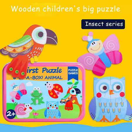 Usupdd Wooden Puzzles Games 6-in-Box My First Puzzle Set for Toddlers Kids Educational WANG220810-6505