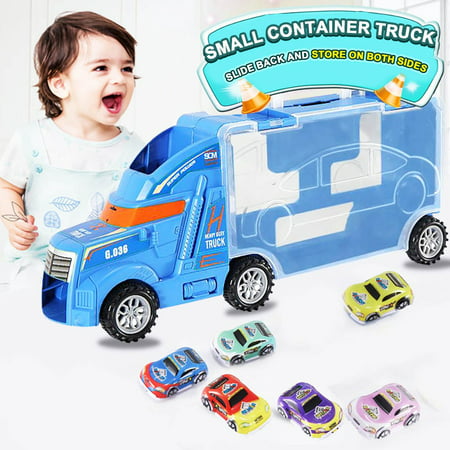 Usupdd Children S Educational Toy Trailer Storage Model Inertial Pull Back Car Set WANG220810-6051