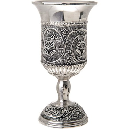 1136 Cup  Silver  Silver Plated Kiddush Cup  Flower Design