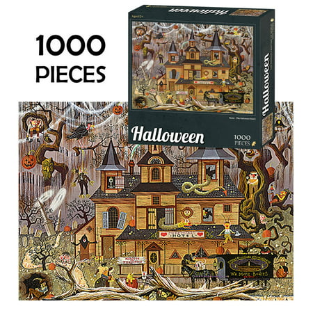 Usupdd Halloween Puzzles 1000 Piece Pumpkin Ghost Witch Terror Puzzle Game Gift 1.5mm Usupdd 220810-6990
