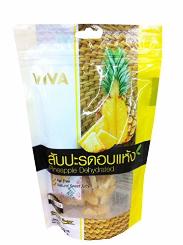 3 Packs of Pineapple Dehydrated. Fat Free, Extra Low Sugar, Natural Sweet Juicy. Premium Delicious Fruit Snack by Viva.(100 G/ Pack)