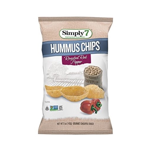 Simply7 Hummus Chips, Gluten Free, Roasted Red Pepper, 5-Ounce Bags