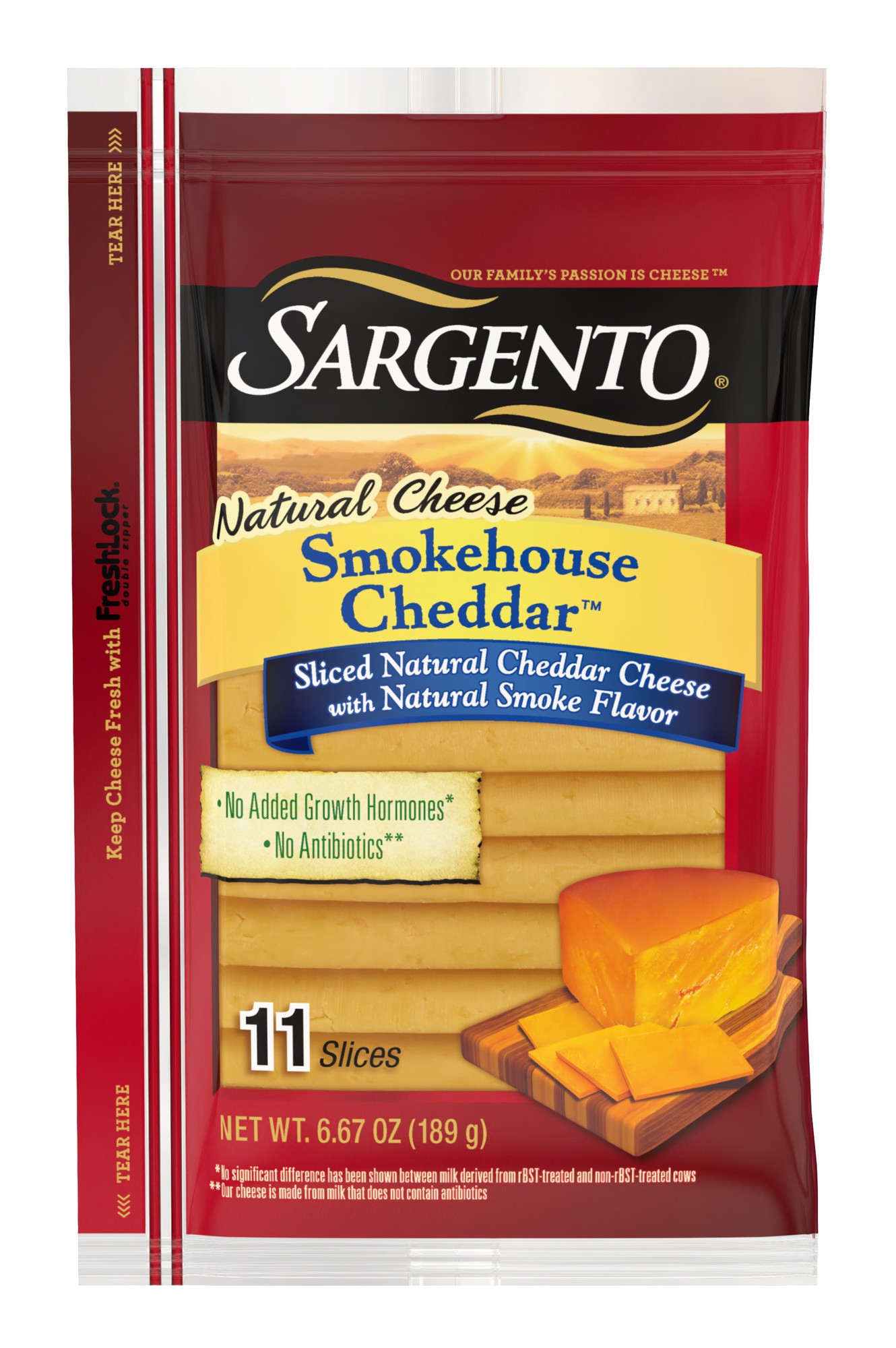 Sliced Natural Cheddar Cheese with Natural Smoke Flavor, Smokehouse Cheddar