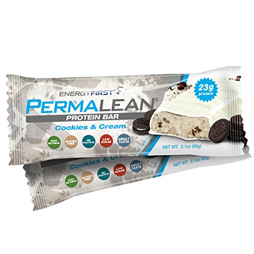 EnergyFirst Permalean Protein Bar | Chocolate Chips & Peanut Butter | 100% Natural Chocolate Coating Cookies & Cream Bar - Individua