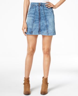 Buffalo David Bitton Blue Zip-Front Denim Skirt 33