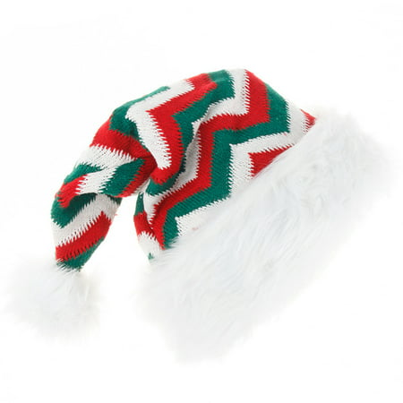Yrtoes Adult Knit Christmas Hat Snowflake Wavy Striped Fluffy-Plush Pompom Santa Cap Black Friday Deals 7287