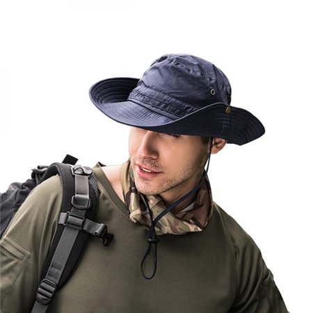 MEROTABLE Unisex Foldable Folding Lightweight Breathable Sunshade Bucket Hat Cap Dark Blue