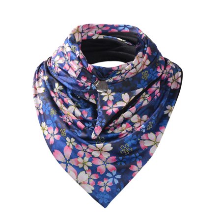 Autumn Winter Warm Windproof Star Daisy Flowers Prints Double-Layer Buckle Scarf SA9