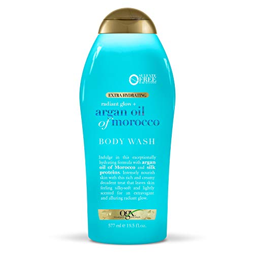 OGX Radiant Glow + Argan Oil of Morocco Extra Hydrating Body Wash for Dry Skin  Moisturizing Gel Body Cleanser for Silky Soft Skin  Paraben-Free  Sulf